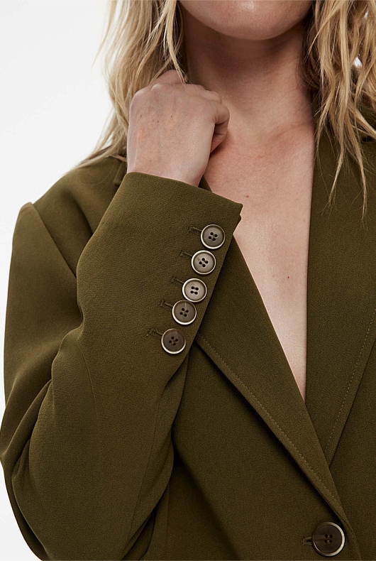 Boxy Single-Breasted Blazer - Jungle