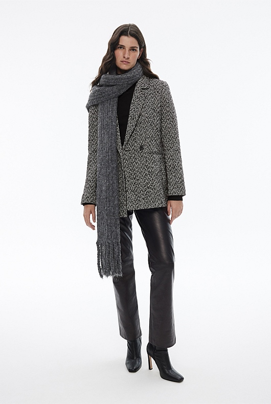 Ladder Knit Scarf - Grey