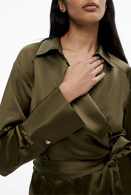 Acetate Wrap Dress - Jungle