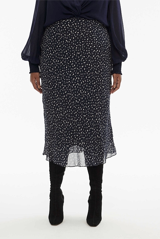 Abstract Animal Skirt - Slate Navy