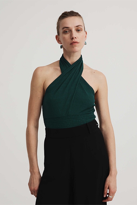 Halter Mesh Top - Aquamarine