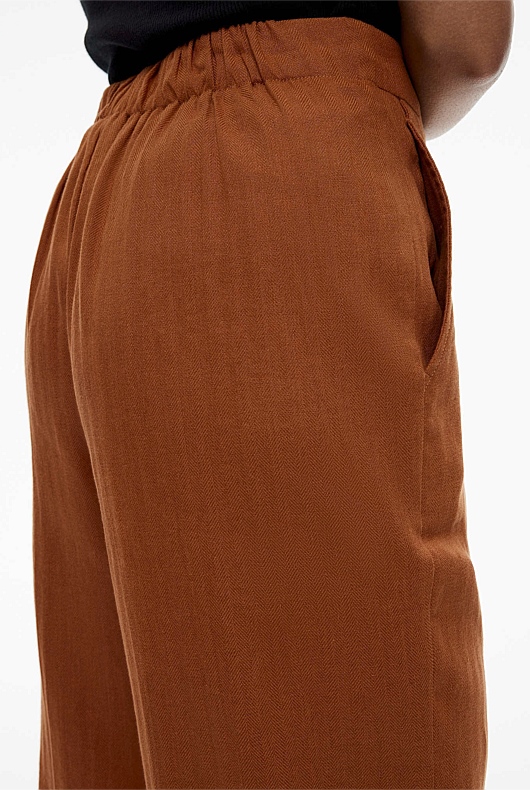 Cotton Linen Pull On Pant - Faded Terracotta