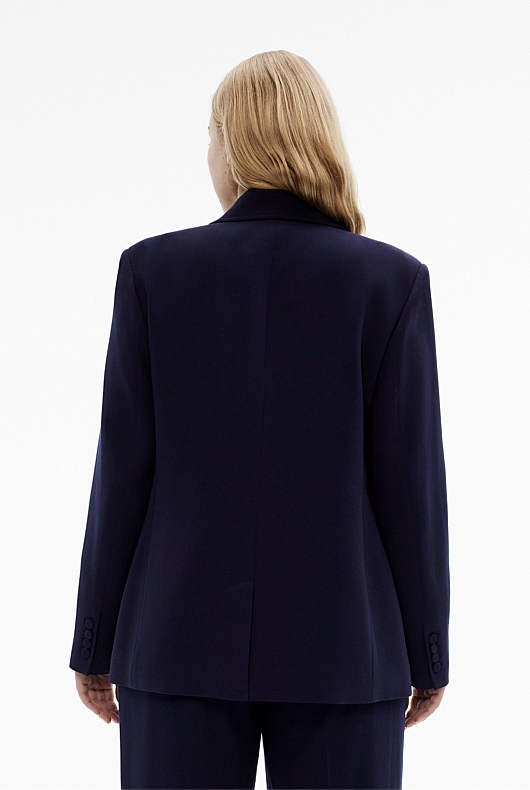 Classic Single-Breasted Blazer - Blue Night