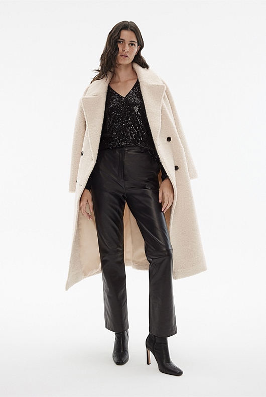 Sequin V Neck Top - Black