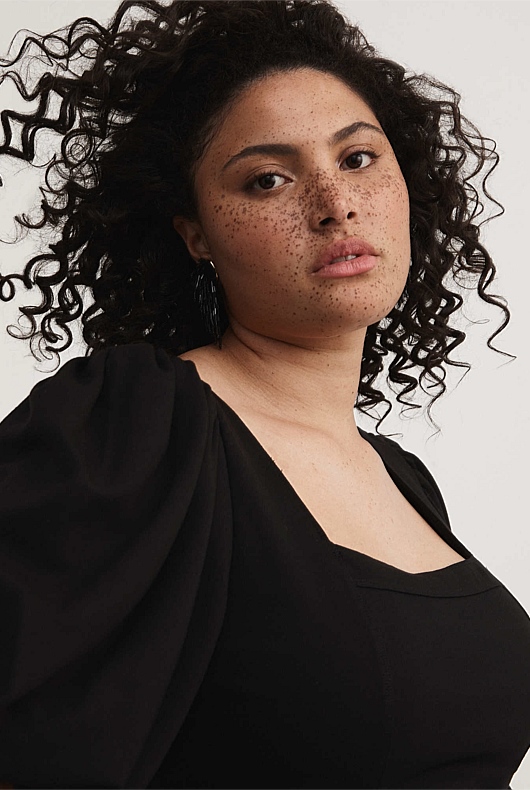 Ponte Seam Detail Top - Black