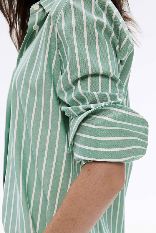 Cotton Stripe Oxford Shirt - Sea Green