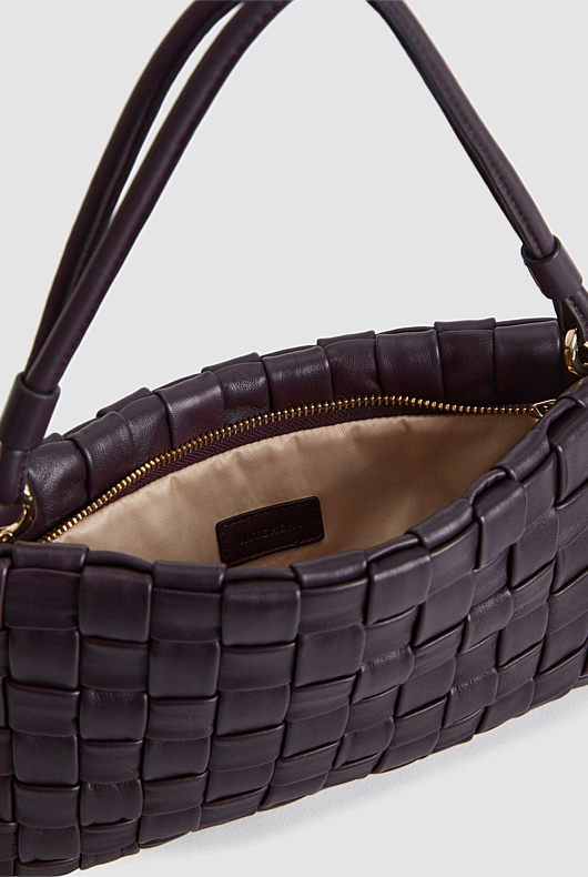 Woven Leather Sling - Plum