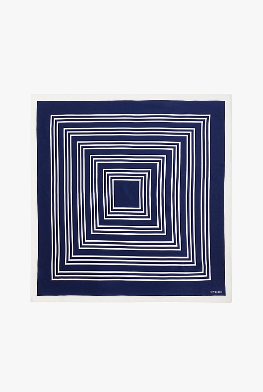 Stripe Print Scarf - Ink Blue