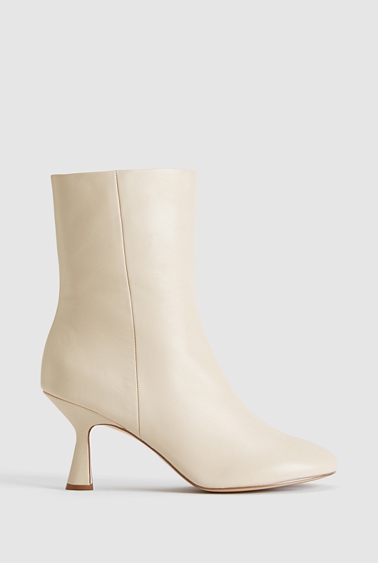 Leather Round Toe Heeled Boot - Calico