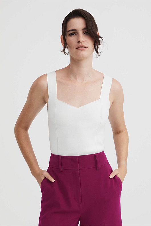 Crepe Sweetheart Milano Crop - Chalk