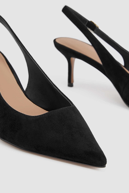 Sling Back Suede 65mm Heel - Black