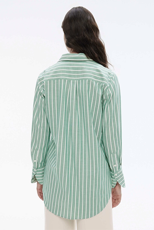 Cotton Stripe Oxford Shirt - Sea Green