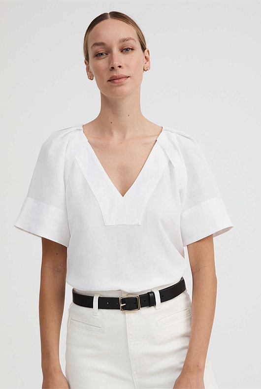 Stitch Detail Blouse - Pure White
