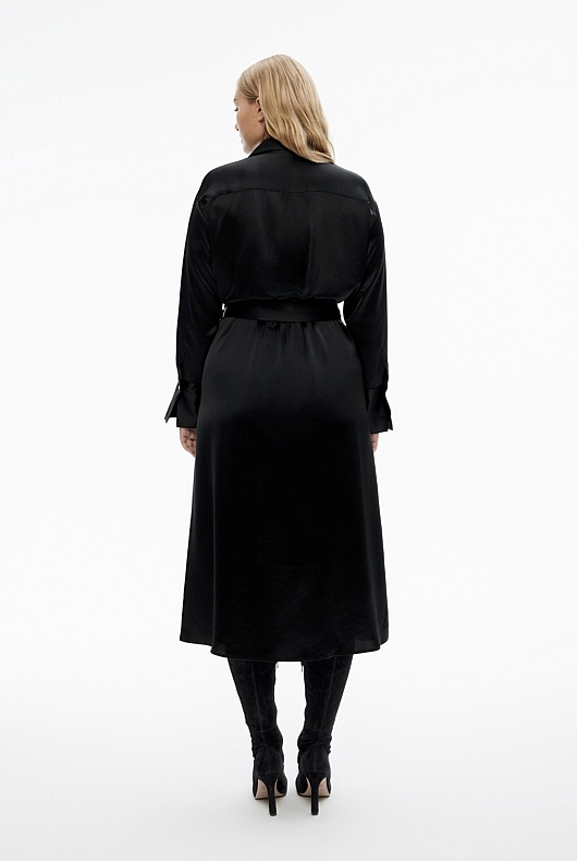 Acetate Wrap Dress - Black