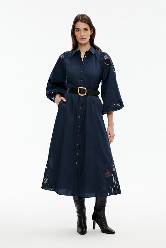 Cotton Broderie Dress - Blue Night