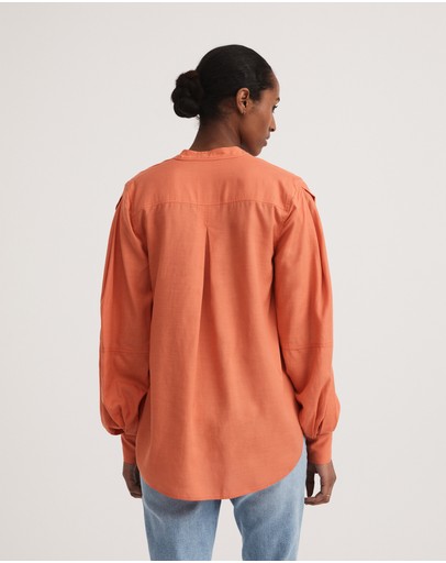 Witchery Yoke Detail Pleat Sleeve Blouse