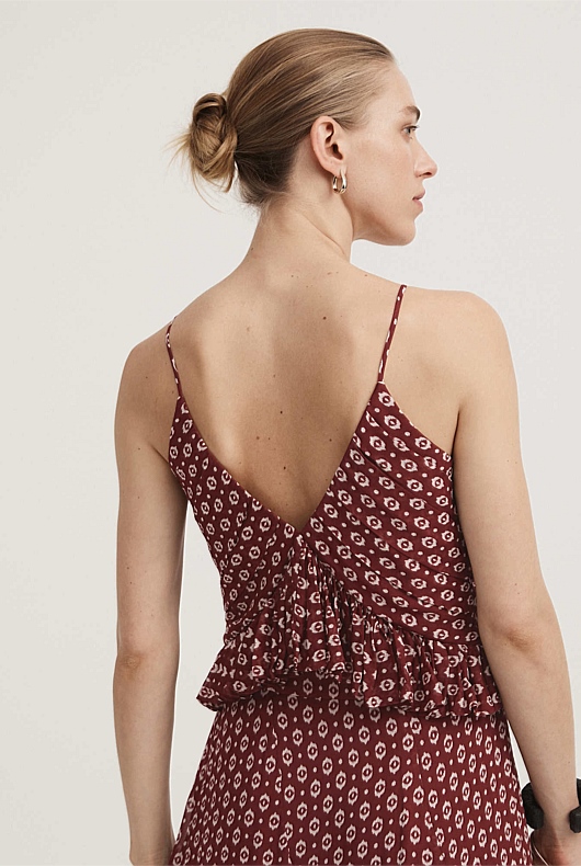 Ikat Pleat Cami - Burnt Sienna