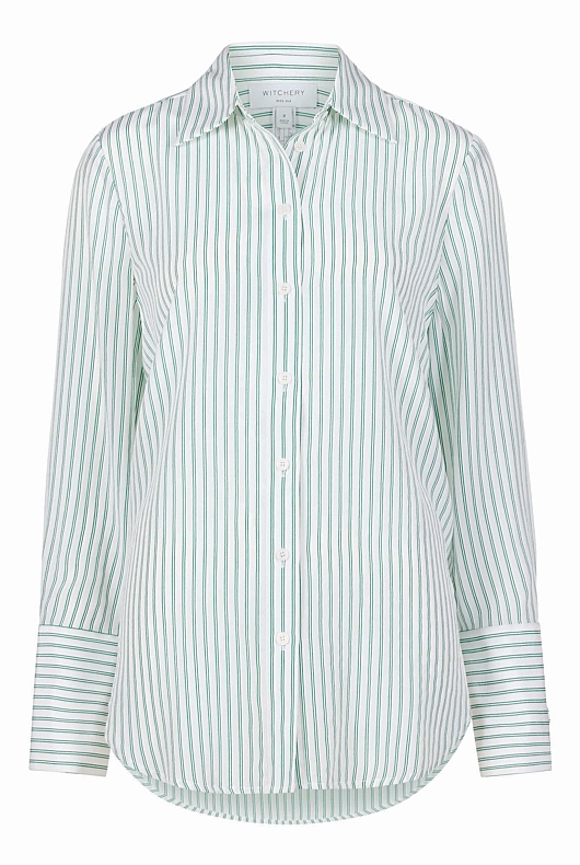 Silk Stripe Shirt - Willow