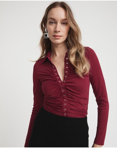 Witchery Button Front Gathered Top