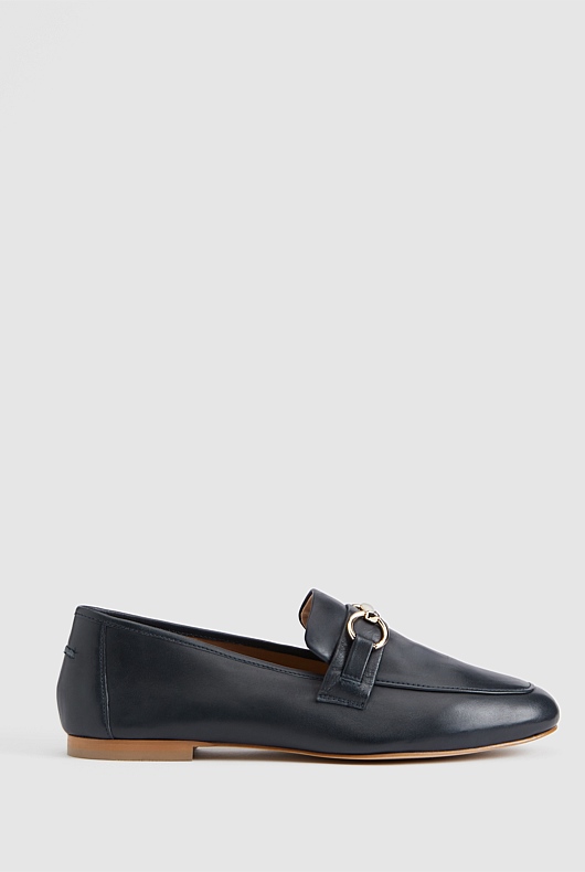 Snaffle Leather Loafer - Navy