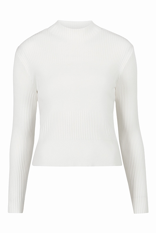 High Neck Textured Knit - Chalk