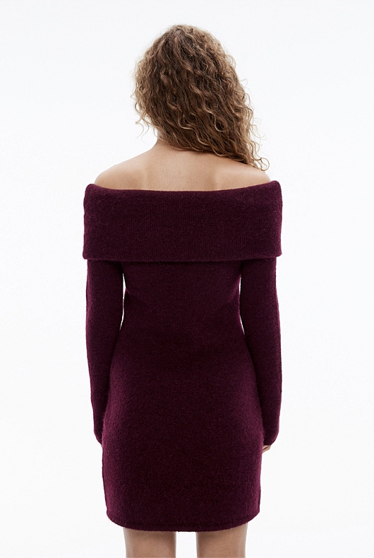 Alpaca Blend Knit Dress - Bordeaux