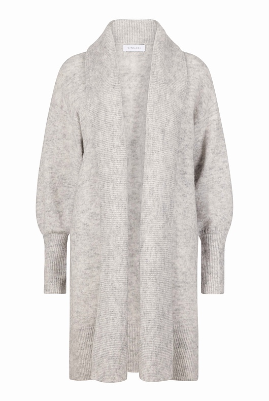 Mohair Knit Cardigan - Light Grey Marle