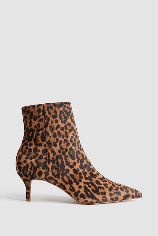 Textured 65mm Heeled Boot - Ocelot Print
