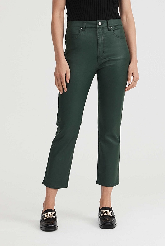 7/8 Coated Straight Jean - Dark Forest