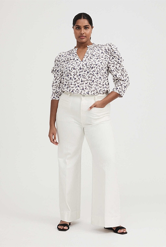 Painterly Print Blouse - Beech