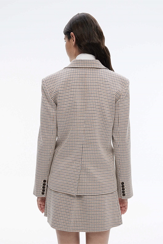 Ponte Check Single-Breasted Blazer - Umber