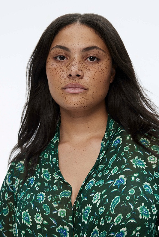 Tile Floral Twist Blouse - Viridian Green
