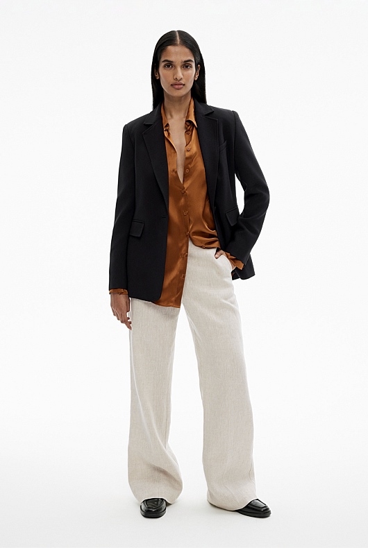 Silk Satin Relaxed Shirt - Faded Terracotta