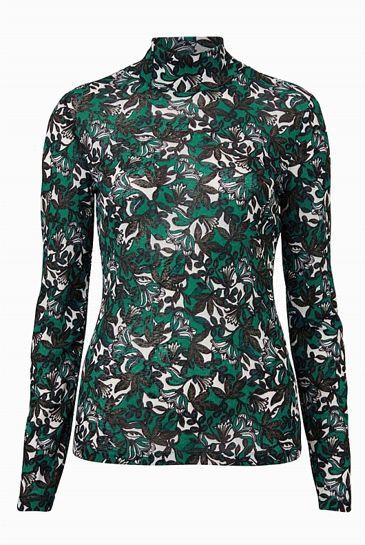 Mesh Folk Blossom Top - Foliage
