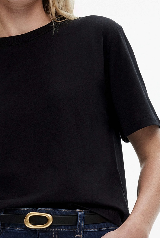 Cotton Crop Short Sleeve Tee - Black