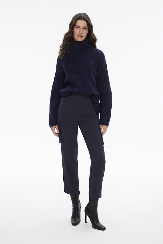 Mock Neck Slouch Knit - Blue Night