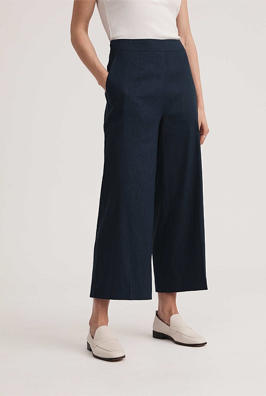 Stretch Linen Blend Pant - Regatta Blue