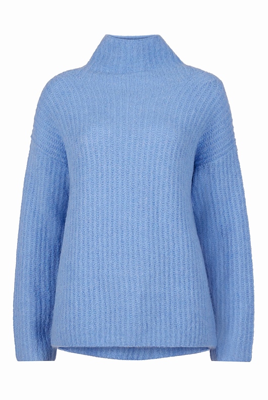 Mock Neck Slouch Knit - Harbour Blue