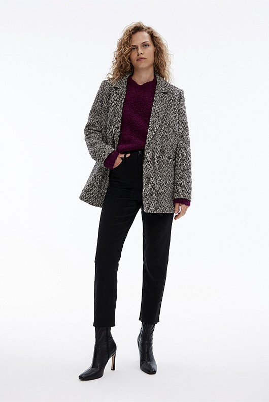 Boucle Crew Neck Knit - Bordeaux