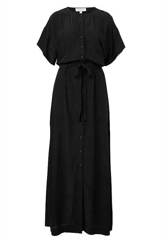 Modern Maxi Shirt Dress - Black