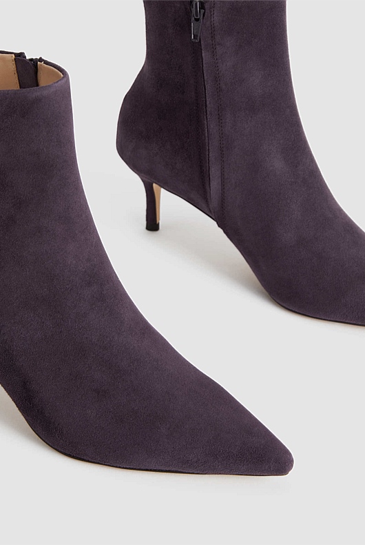Suede 65mm Heel Boot - Plum