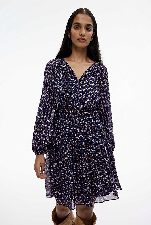 Mosaic Print Mini Dress - Mariner