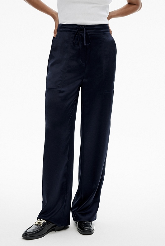 Acetate Blend Pant - Blue Night