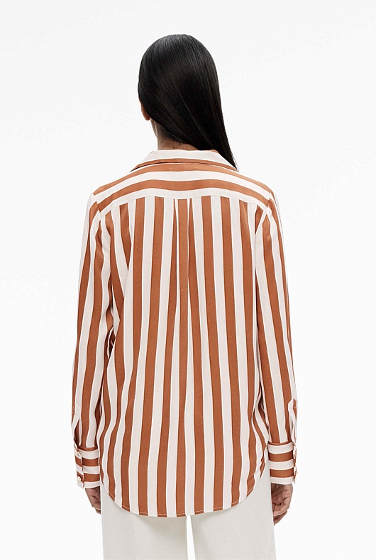 Satin Stripe Shirt - Fudge