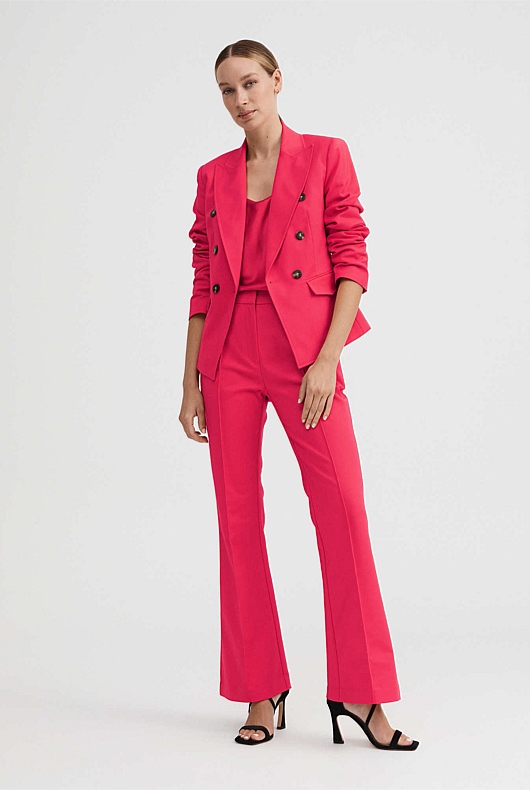 Cotton Blend Trouser - Papaya