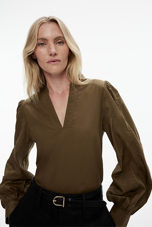 Cotton Seam Detail Blouse - Jungle