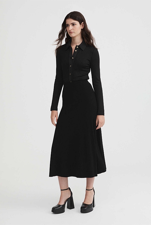 Leather Platform Heel - Black