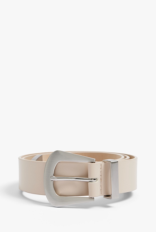 Western Buckle Leather Belt - Raw Oat