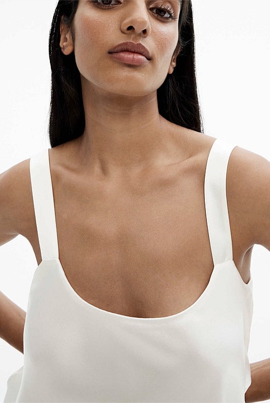 Silk Satin Scoop Camisole - Chalk