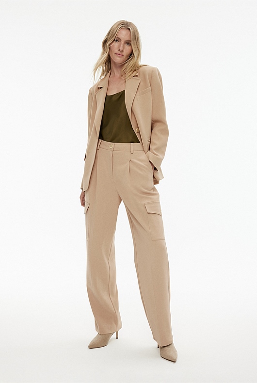 Boxy Single-Breasted Blazer - Washed Sand